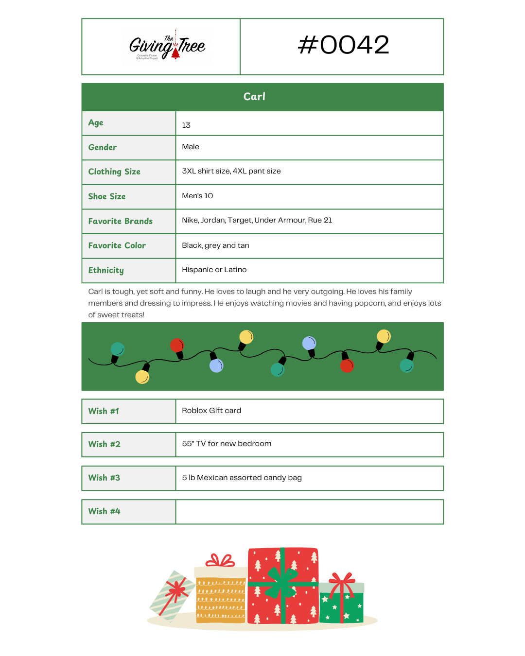Giving Tree 2025 List #0042