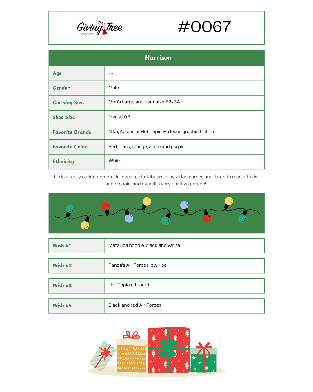 Giving Tree 2025 List #0067