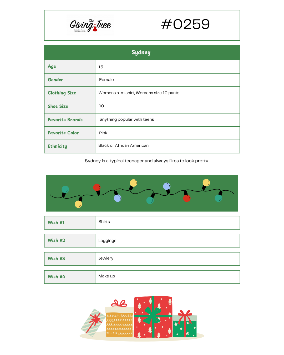 Giving Tree 2025 List #0259