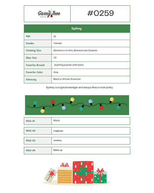 Giving Tree 2025 List #0259
