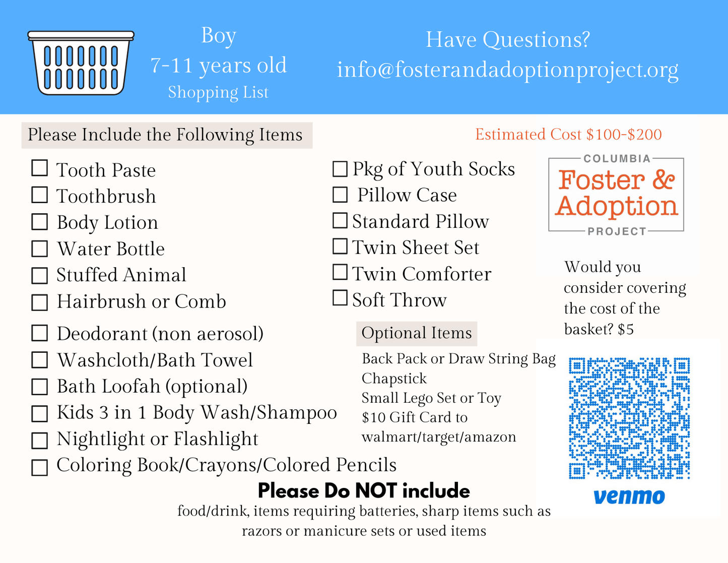 7-12 yr old Boy